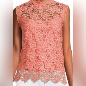Coral Crochet Appliqué Lace Shirt NwT